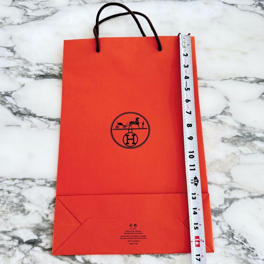 Hermes Orange Paper Shopping Bag 16.5x11x4 Authentic Luxury Boutique - Picture 2 of 5